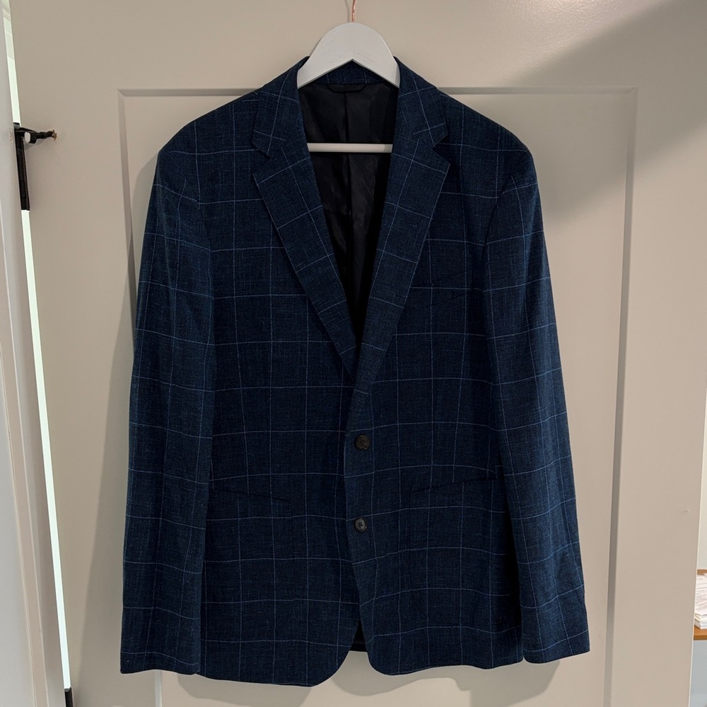 Rodd & Gunn Italian Fabric Navy Checkered Blazer XL or 44 Reg